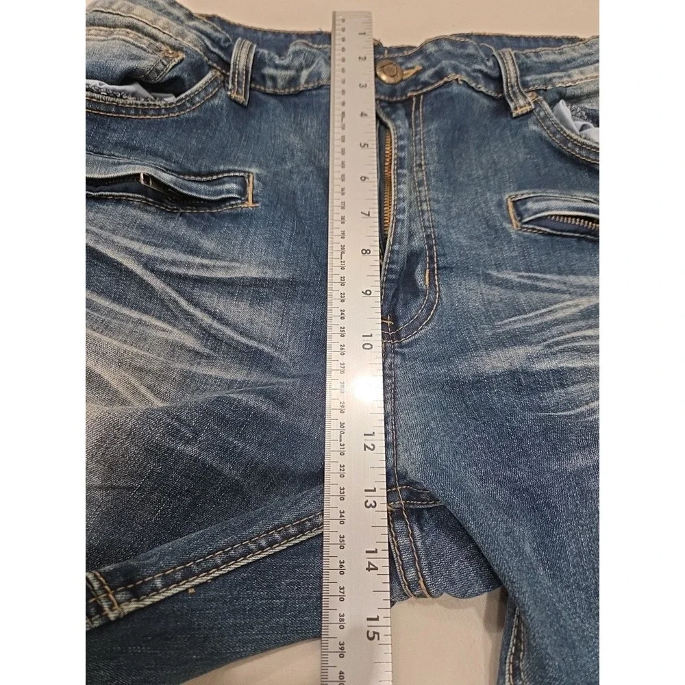 Victorious Denim Stretch Skinny Dark Blue Wash Jeans Size 38x32 Distressed